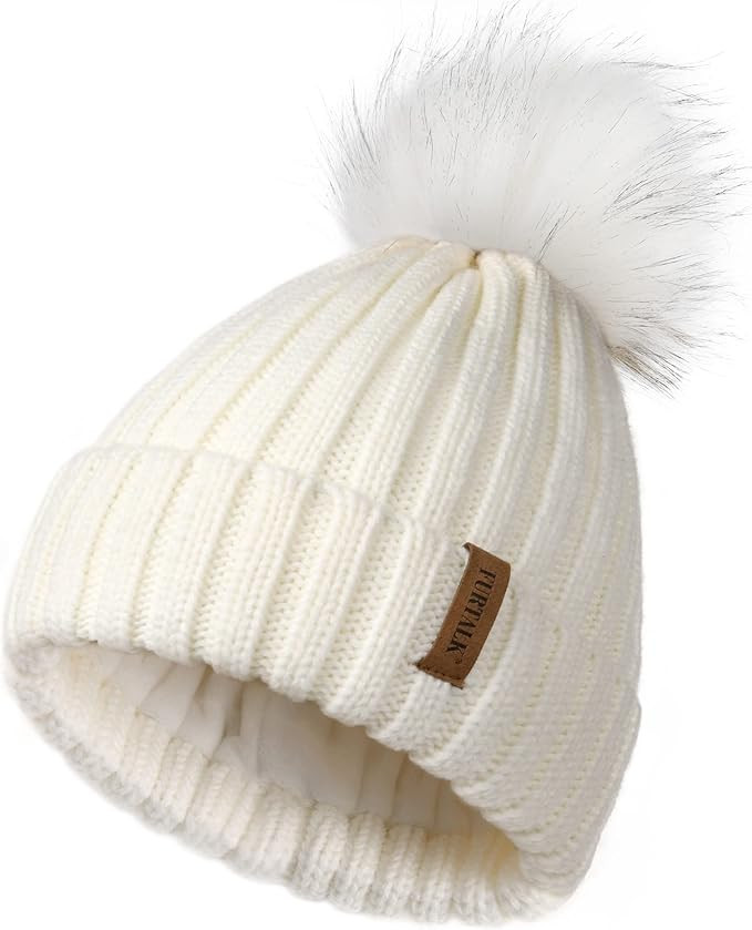FURTALK Womens Winter Knitted Beanie Hat with Faux Fur Pom Warm Knit Skull Cap Beanie for Women... | Amazon (US)