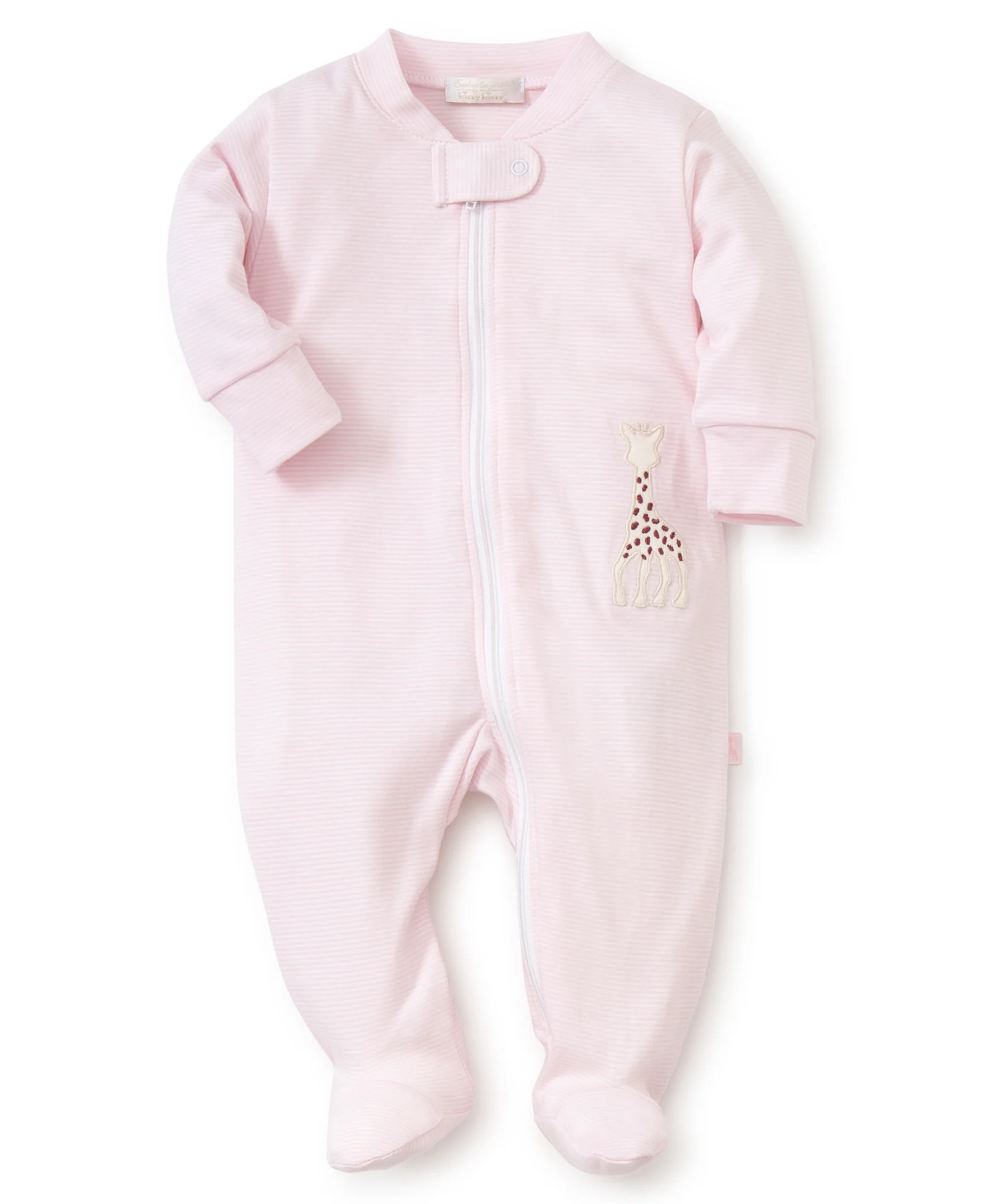 Sophie la girafe Pink Stripe Zip Front Footie | Kissy Kissy