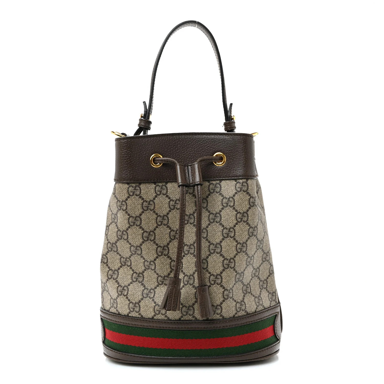 GG Supreme Monogram Web Small Ophidia Bucket Bag Brown | FASHIONPHILE (US)