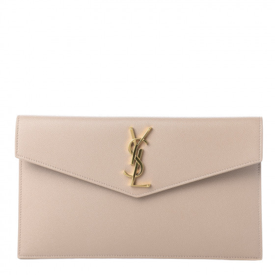 SAINT LAURENT Grain De Poudre Uptown Pouch Marble Pink | Fashionphile