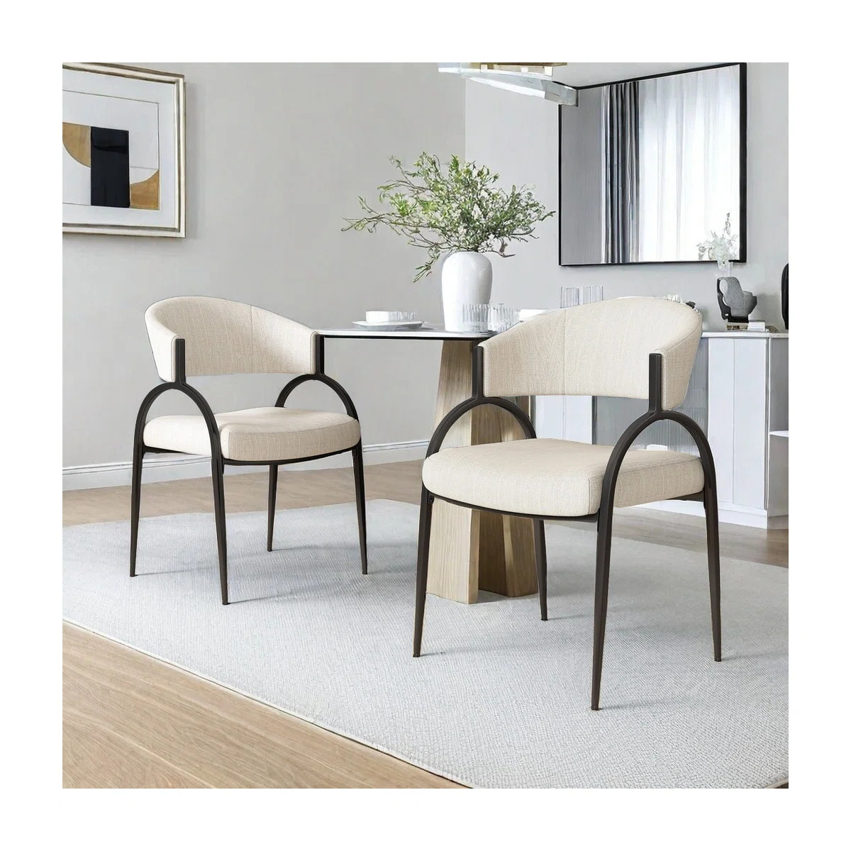 Aadian 19.75'' H Fabric Upholstered Metal Side Chair (Set of 2) | Wayfair North America
