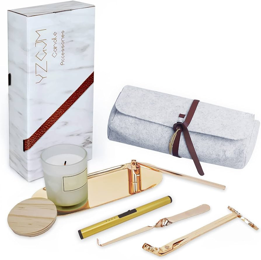 Exquisite Candle Accessories Tool Pack Bag, Rechargeable Electric Lighter， Wick Trimmer, Dipper... | Amazon (US)