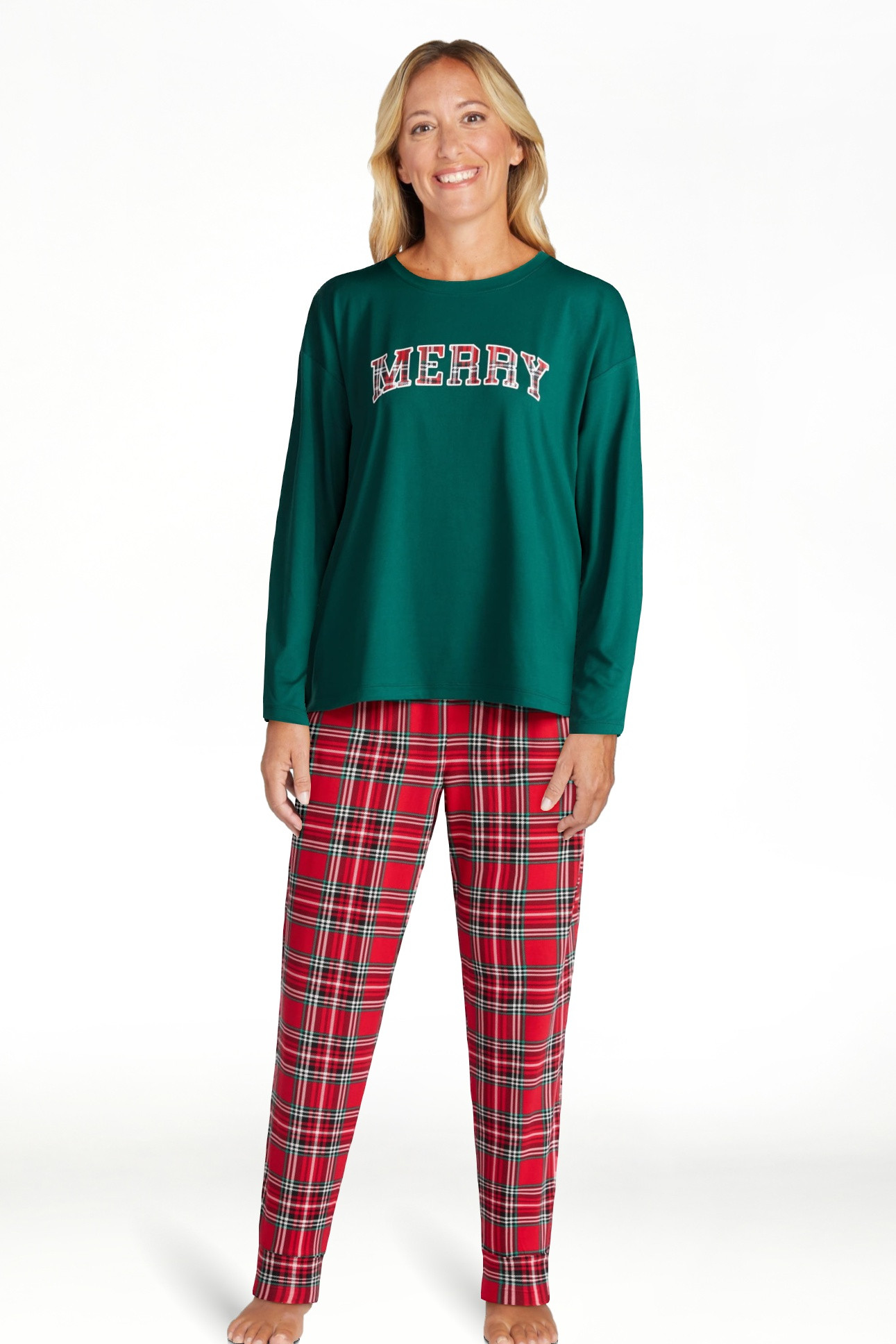 Joyspun Women's Dreamy Soft Collection Long Sleeve Sleep Top and Joggers Pajamas Set, 2-Piece, Si... | Walmart (US)