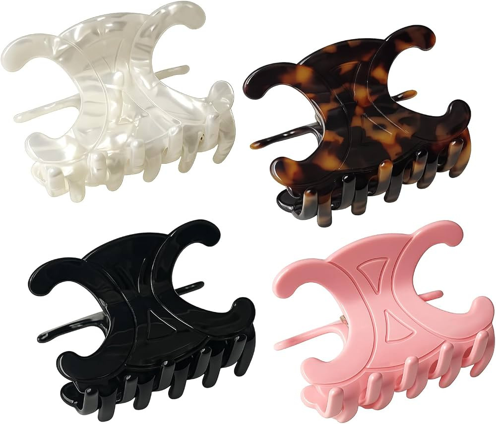 Butterfly Hair Clips, 4 Pack Premium Acetate Hair Claw Clips for Women, Medium-Strong Hold for Th... | Amazon (US)