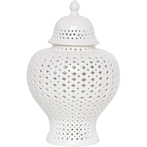 Amazon.com: rockible Ceramic Ginger Jar Display Lattice Hollow Vase Temple Jar Porcelain Storage ... | Amazon (US)