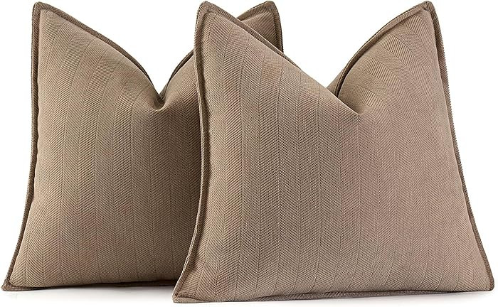 MIULEE Pack of 2 Coco Brown Decorative Pillow Covers 20x20 Inch Soft Chenille Luxurious Couch Thr... | Amazon (US)