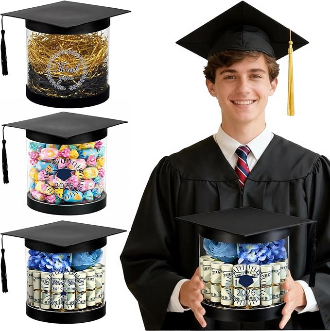Lerheedi 4 Set Graduation Cap Candy Money Holders Gift Box 2026 Graduation Centerpiece Flower Cle... | Amazon (US)