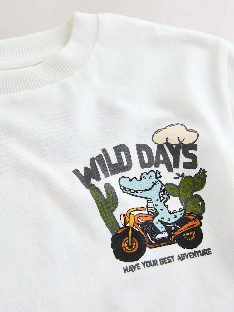 White Dinosaur Oversized Short Sleeve Back Print T-Shirt (3mths-7yrs) | Next US