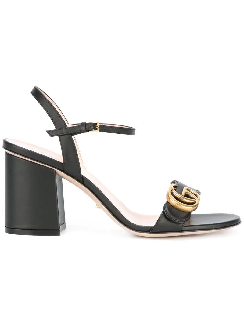 Gucci - GG logo sandals - women - Calf Leather/Leather - 39, Black, Calf Leather/Leather | FarFetch US