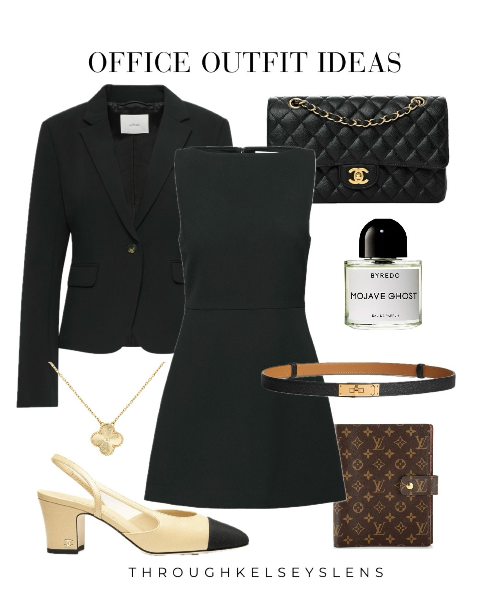 Office outfit ideas
- Aritzia blazer
- Aritzia shift dress
- Chanel classic flap
- Byredo Mojave Ghost perfume
- Hermes Kelly belt
- Chanel captoe slingbacks (dupes also linked)
- Van Cleef vintage Alhambra necklace 
- Louis Vuitton monogram agenda
#workwear #aritzia #blazer #shiftdress #slingbacks #chanel #hermes #kellybelt

#LTKstyletip #LTKworkwear #LTKshoecrush