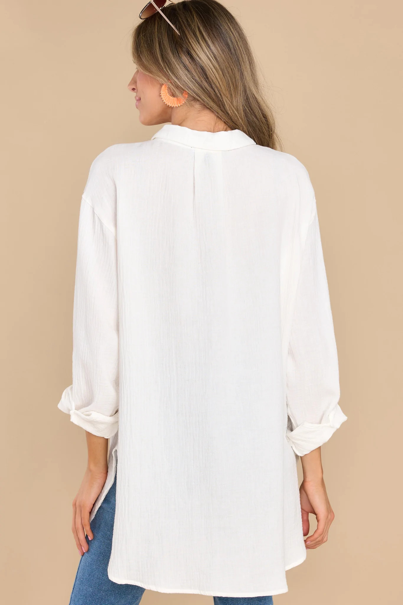 The Grass Is Greener White Cotton Top | Red Dress 