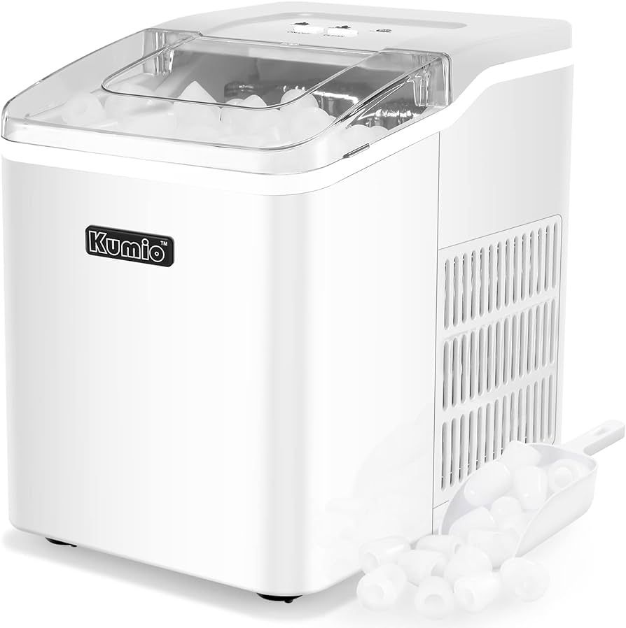KUMIO Countertop Ice Maker, 9 Bullet Ice Ready in 6-8 Mins, 26.5lbs/24hrs, Self-Cleaning Portable... | Amazon (US)