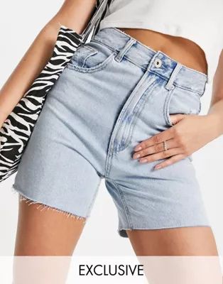 Stradivarius dad denim short in light blue | ASOS (Global)