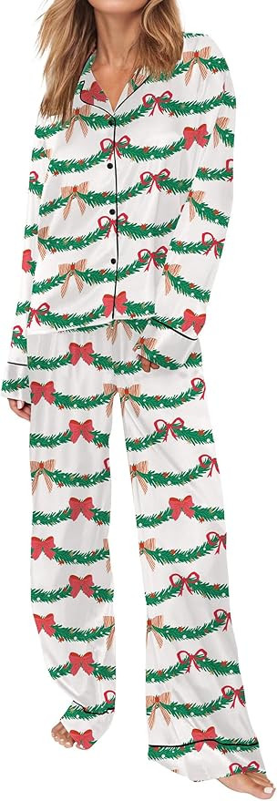 SHESHOW Satin Pajamas for Women Set Long Sleeve Button Down Sleepwear 2 Piece Nightwear Women Pjs... | Amazon (US)