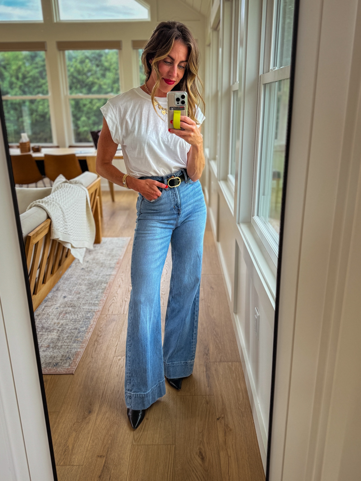 Sometimes jeans, a white T and red 💋 lip is all you need. 

#LTKSaleAlert #LTKOver40 #LTKStyleTip