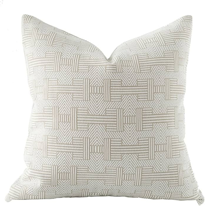 Croker Horse 20x20'' Inches Throw Pillow Cushion Cover - Emma Beige Tawny Birch Stripe Pattern Se... | Amazon (US)