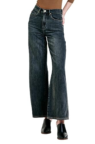 DEAR JOHN Women's Fiona Wide Leg Jeans 25 Bordeoux | Amazon (US)