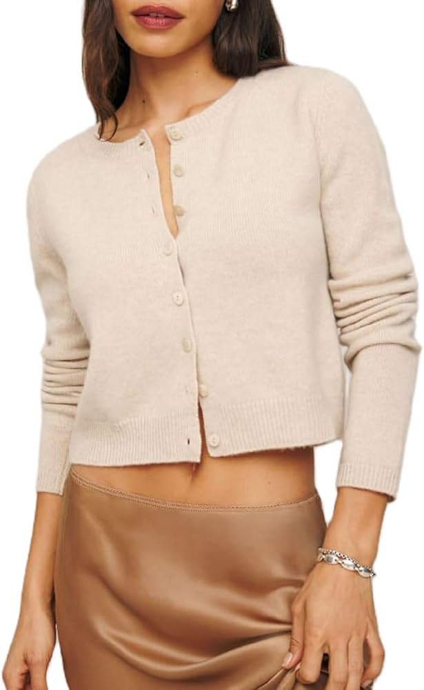 Women Y2k Crop Knitted Cardigan Sweater Long Sleeve Button Down Cropped Cardigans Open Front Casu... | Amazon (US)