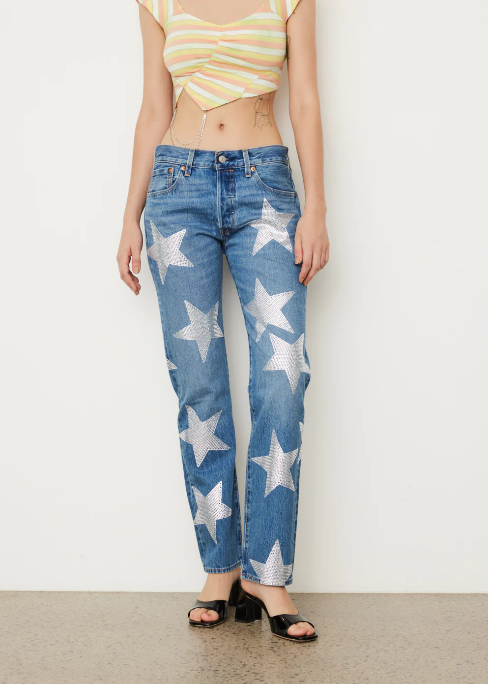 x Levi's Rhinestone Silver Star 501 Jeans | Incu