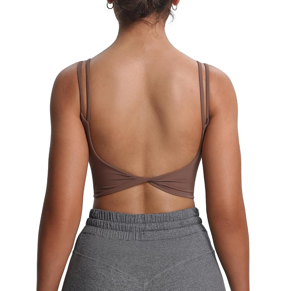 Aoxjox Women's Workout Sports Bras Fitness Yoga Crop Tank Twist Back Cami | Amazon (US)