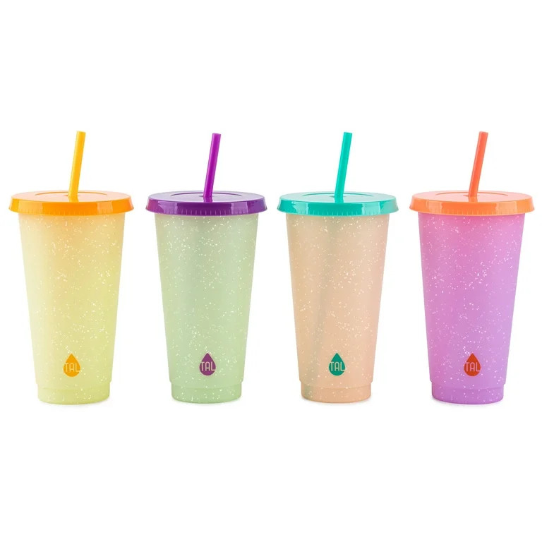 TAL Color Changing Glitter Cup 24 fl oz Tumbler, Multi-Color, 4 Pack | Walmart (US)
