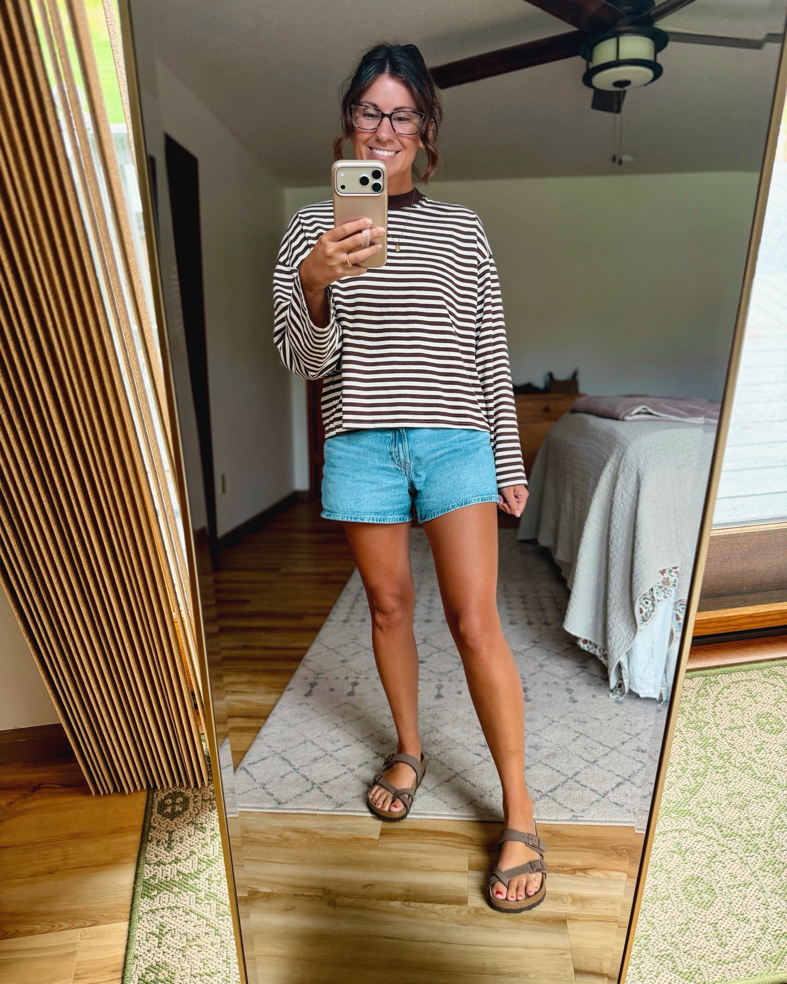 small in my striped shirt and 00/24 in my denim shorts (dream blue wash!). My Birkenstocks are size 36

#LTKPetite #LTKSeasonal #LTKootd