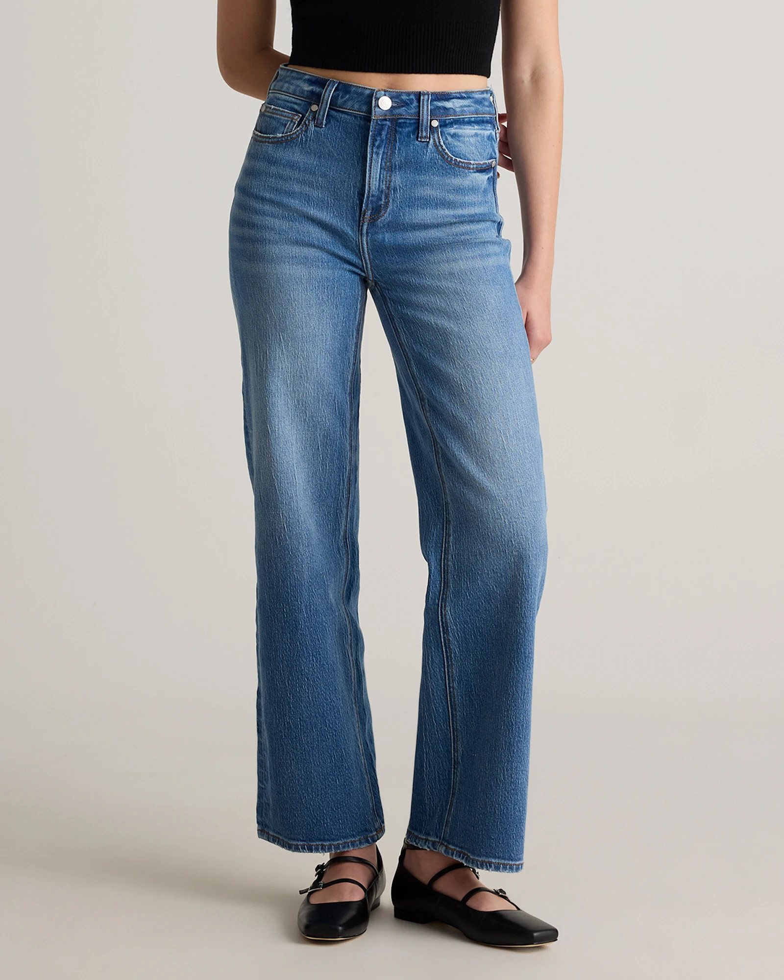Bella Stretch Relaxed Straight Jeans in Atlantic Blue | Quince