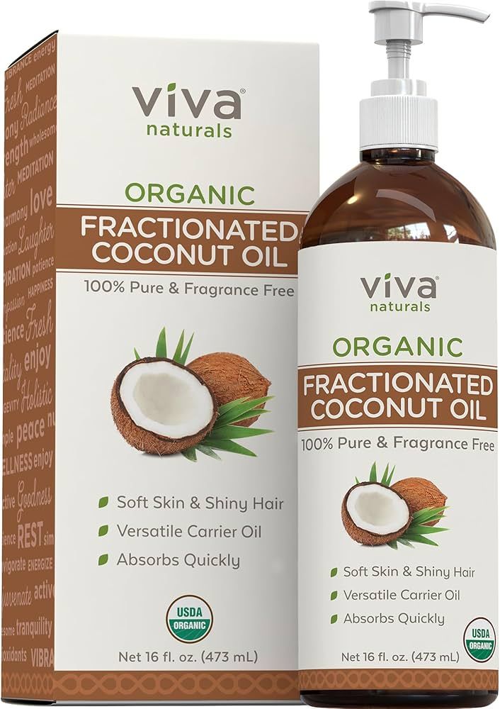 Viva Naturals Organic Fractionated Coconut Oil - Skin & Hair Moisturizer, Relaxing Massage and Bo... | Amazon (US)