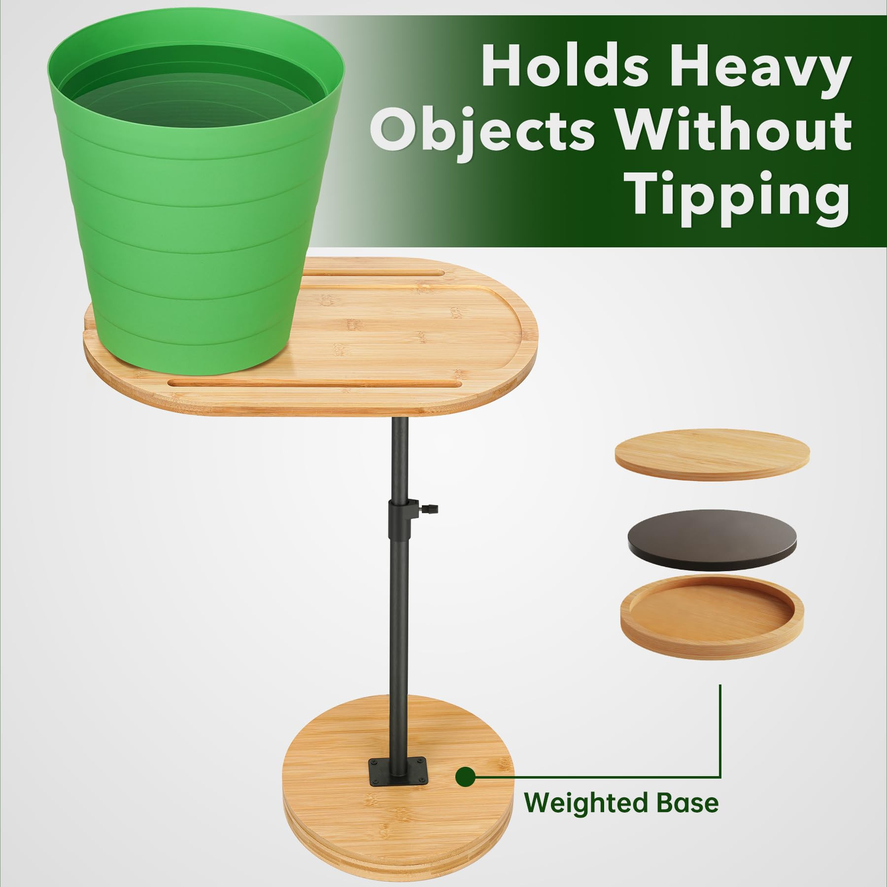 NiHome Bamboo Swivel Sofa Armrest Tray Table for Couch with Thickened Stable Base, Adjustable Hei... | Amazon (US)