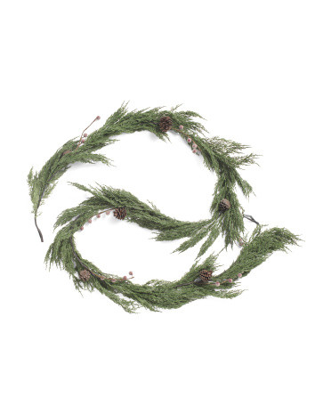 9ft Pine Garland With Glitter Berries | TJ Maxx
