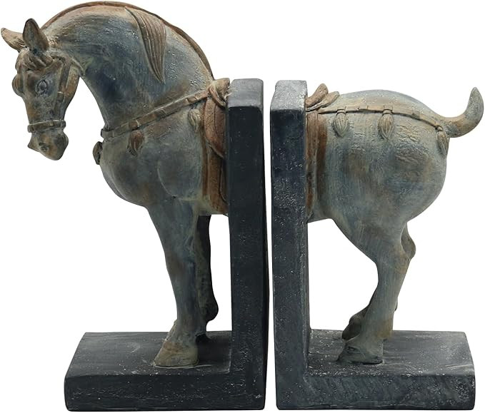 Lukitas Tang Horse Decorative Bookends, Heavy Duty Non-Slip Book Holders, Vintage Artistic Orname... | Amazon (US)