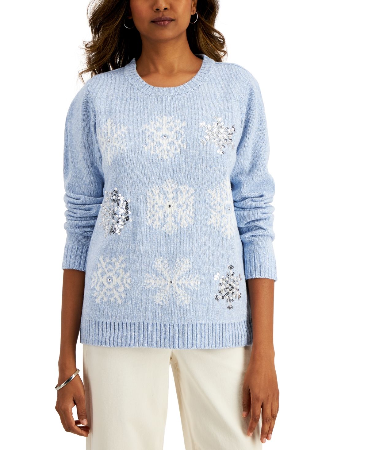 Karen Scott Embellished Snowflake Sweater, Created for Macy's | Macys (US)