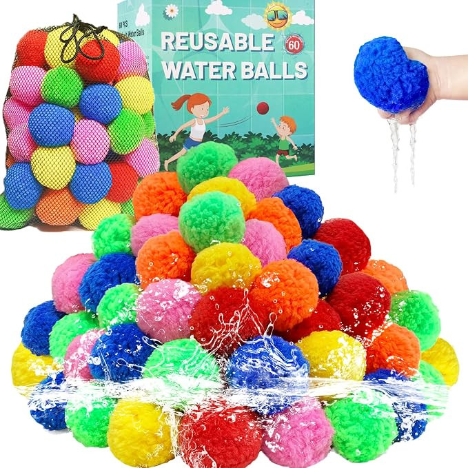 BEFANS 60 Pcs Reusable Water Balls, Reusable Water Balloons for Outdoor Toys and Games, Water Toy... | Amazon (US)