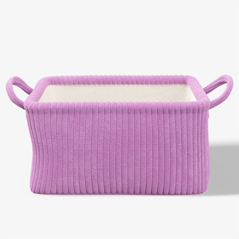 Mainstays Kids Medium Purple Ribbed Corduroy Fabric Storage Basket with Handles - Walmart.com | Walmart (US)