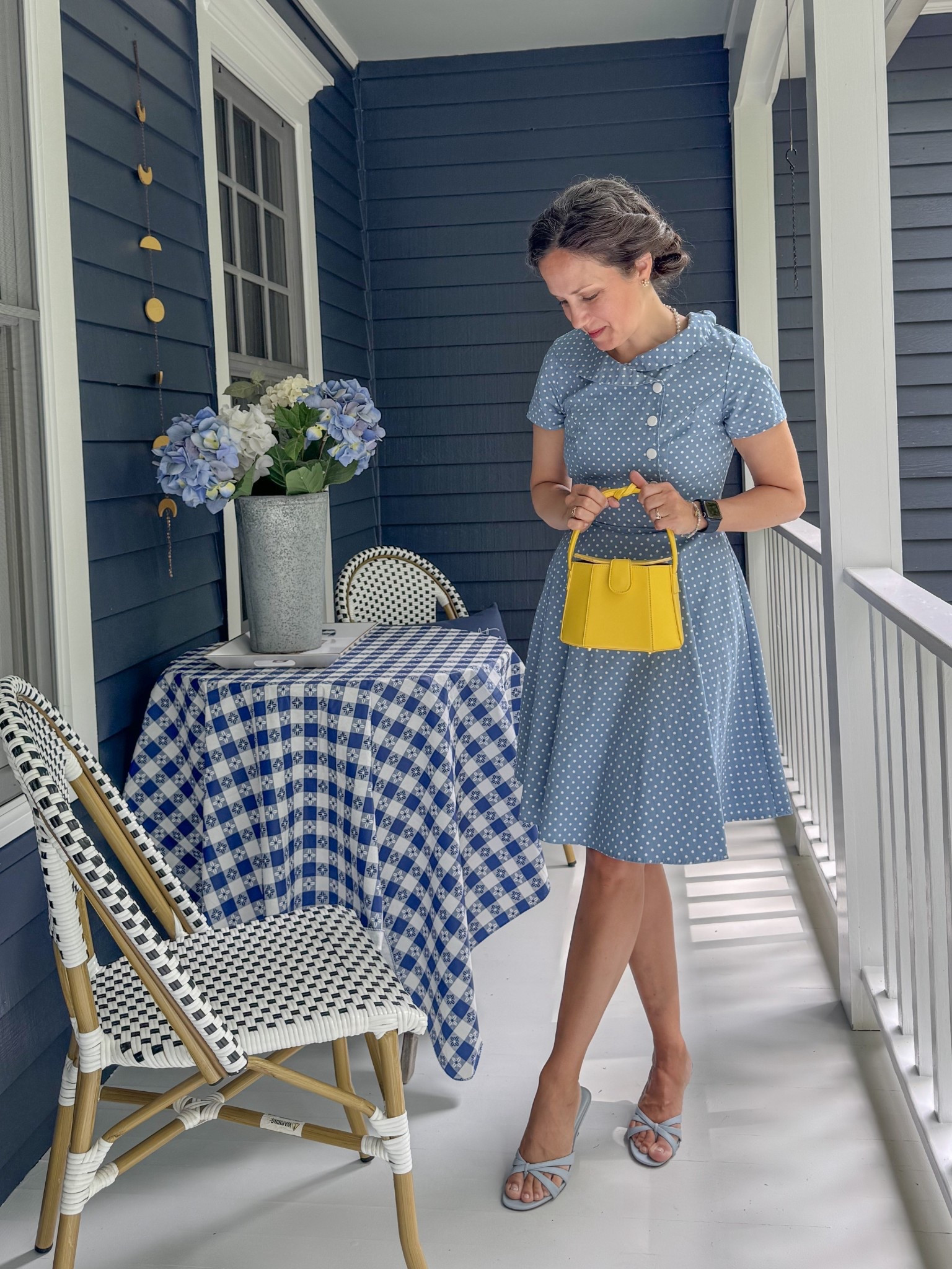 Vintage aesthetic today 💙 Dress is from a thrift store; bag is old ModCloth. These kitten heels continue to be a favorite. 

#LTKSeasonal #LTKPetite #LTKOver40