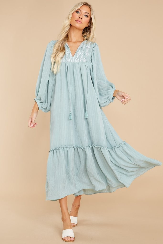 Beautiful Belle Sage Midi Dress | Red Dress 