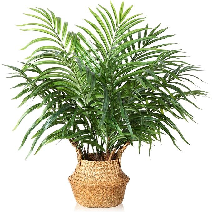 MOSADE Artificial Palm Tree 28" Fake Potted Areca Palm Plant with Handmade Seagrass Basket, Perfe... | Amazon (US)