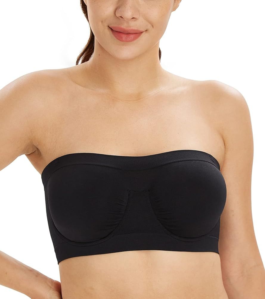 Lemorosy Women's Invisible Seamless Non-Padded Underwire Bandeau Multiway T-Shirt Bra | Amazon (US)