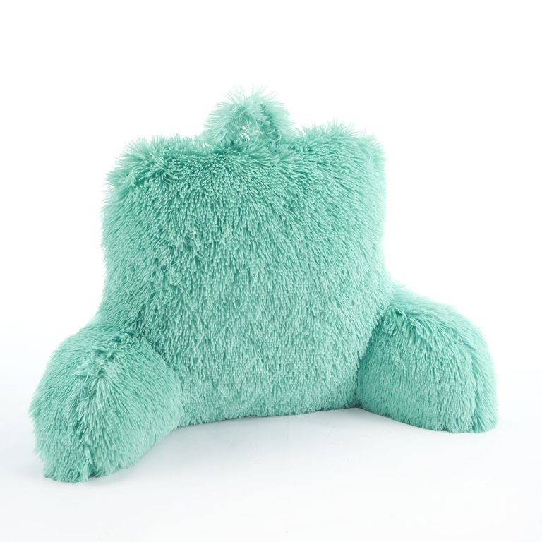 Mainstays Long Hair Faux Fur Backrest Pillow, Bedrest, 21'' x 13'' x 19'', Mint, 1 Piece - Walmar... | Walmart (US)