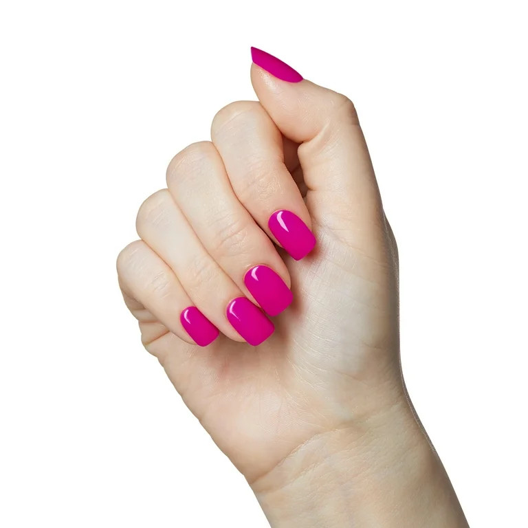 KISS imPRESS  Press on Nails, All Smiles, Pink, Short Squoval, 30 Count | Walmart (US)