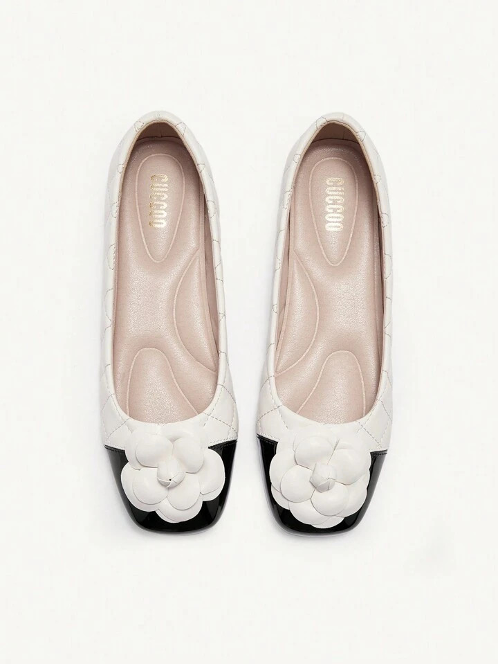 CUCCOO CHICEST Zapatos Planos Con Punta Redonda Cómodos Y Con Patchwork Floral Para Mujer, Nuevos Para Otoño, Año Nuevo Y San Valentín | SHEIN