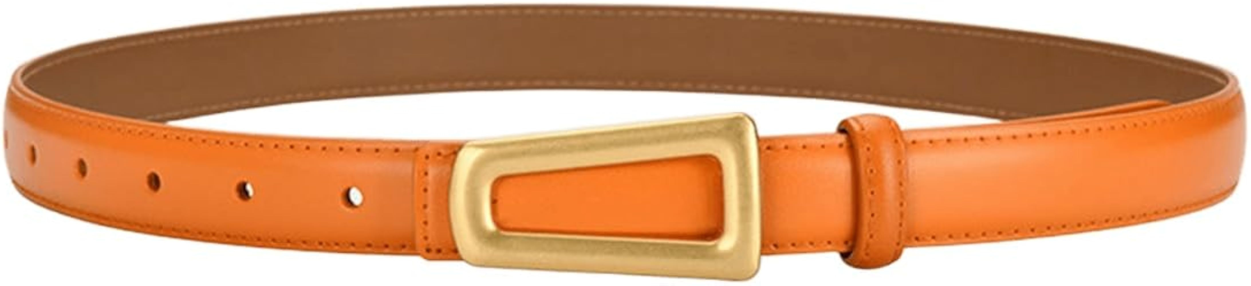 Women's Reversible Leather Belt With Gold Buckle For Dress, Width 0.9", Fashion Ladies Skinny Wai... | Amazon (US)