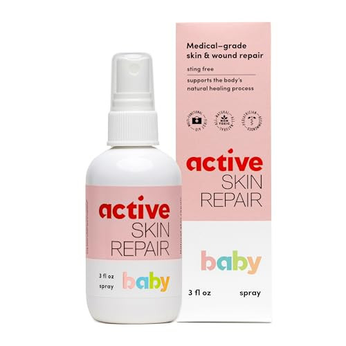 Active Skin Repair Natural, Non-Toxic, No Sting Baby Spray First Aid Safe For Use on Diaper Rash, Baby Acne, Eczema, Cuts, Wounds, Scrapes, and Other Skin Irritations (3 oz. Spray) | Amazon (US)