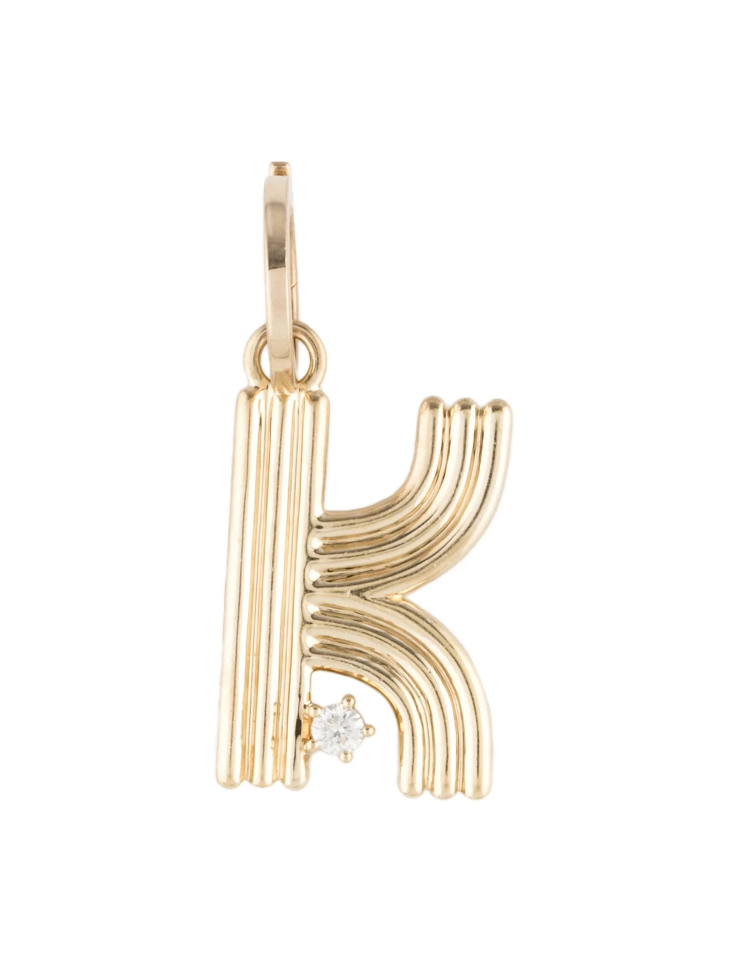 14K Diamond Groovy Initial "K" Charm Pendant | The RealReal