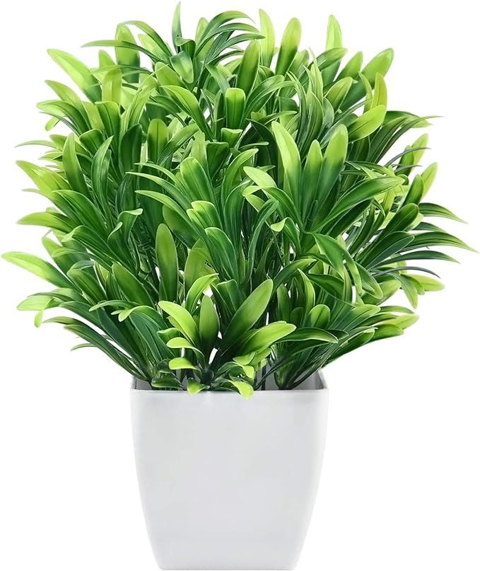 Martine Mall Fake Plants Potted, Faux Green Plant Bonsai with White Square Pot Artificial Green P... | Amazon (CA)
