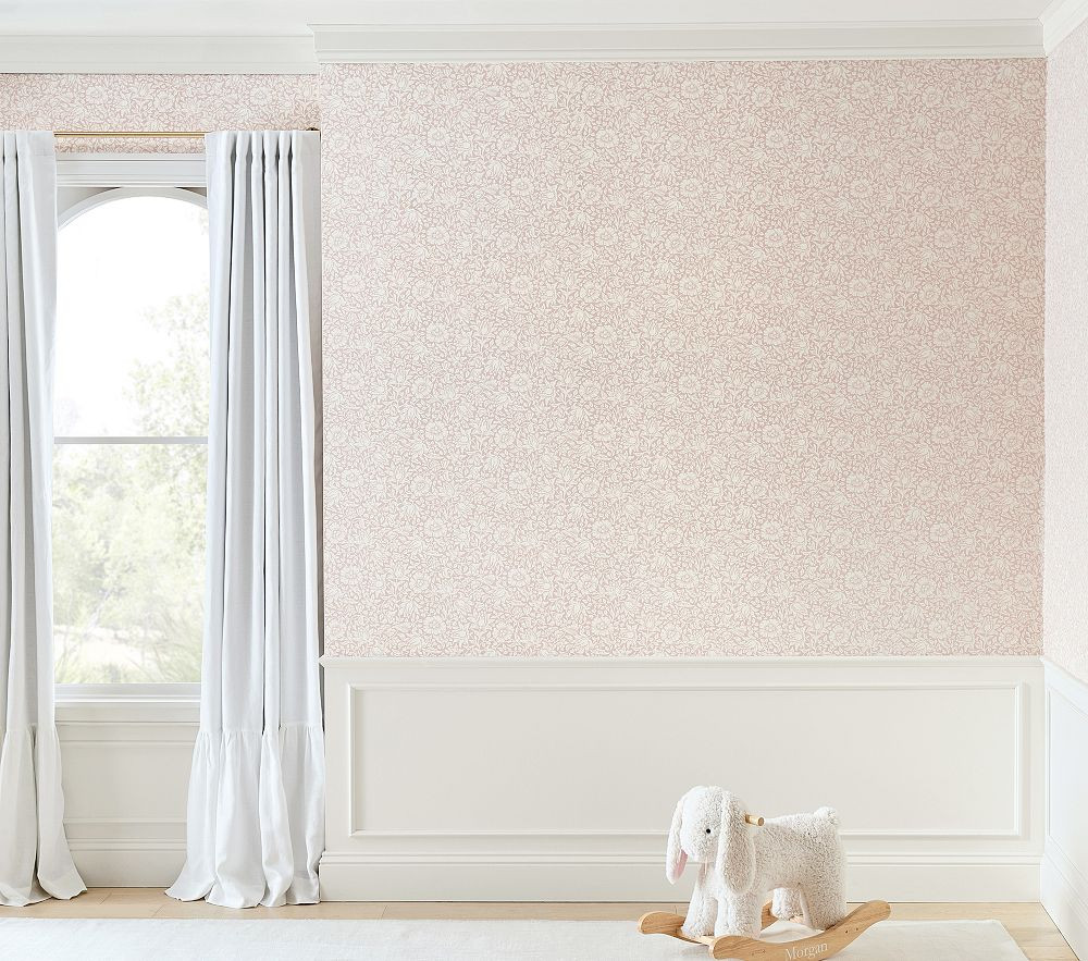 Morris & Co. Mallow Wallpaper - Dusky Rose | Pottery Barn Kids
