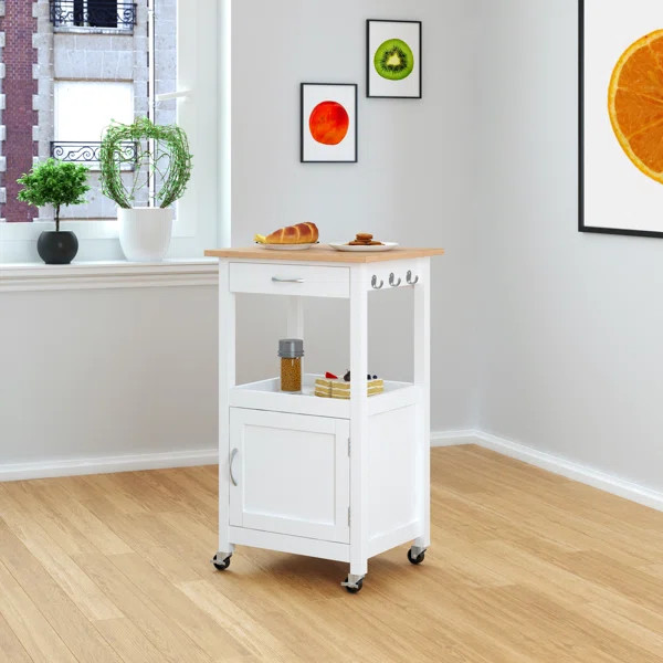 Turcios 21.75'' Wide Rolling Kitchen Cart with Solid Wood Top | Wayfair North America