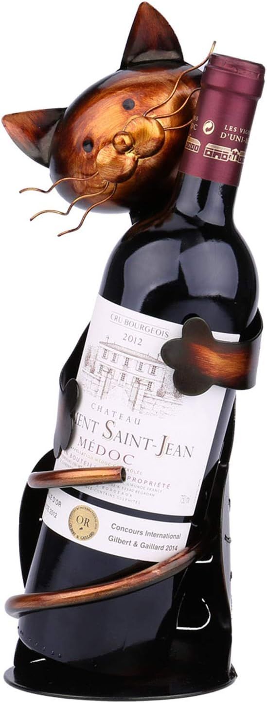 Kavolet Cat Wine Holder, Cat Wine Bottle Holder, Tabletop Decor Wine Rack, Metal Sculpture Wine S... | Amazon (US)