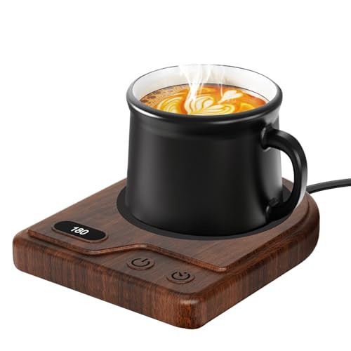 Mug Warmer, Coffee Mug Warmer with 3 Adjustable Temperature Settings, Coffee Warmer 2-12 Auto Shutoff, Digital Display Coffee Cup Warmer for Desk, Wood Grain Texture Mug Warmer for Desk Gift Choice | Amazon (US)