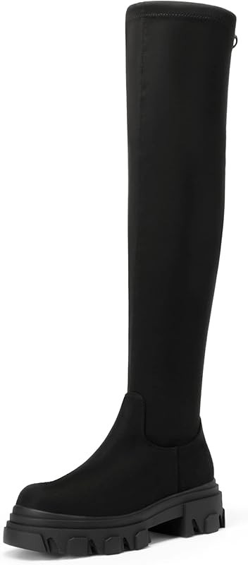 DREAM PAIRS Women's Over The Knee Patform Thigh High Boots Long Stretch Soft Chunky Lug Sole Fall Bo | Amazon (US)